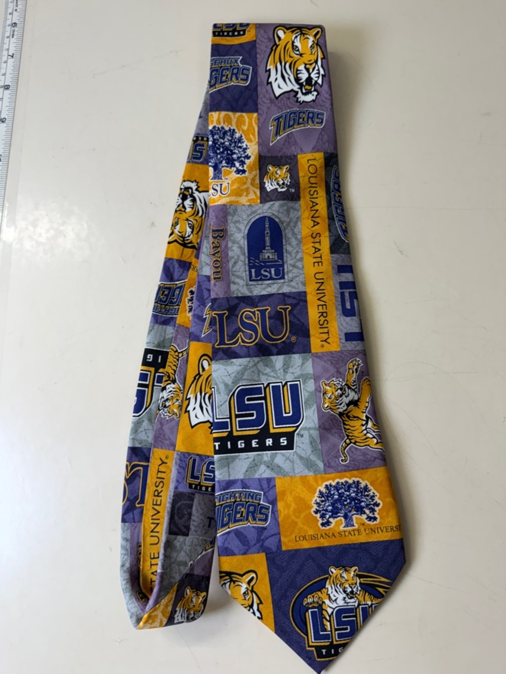 LSU Tigers Collegiate Patchwork Tie in Purple & Gold